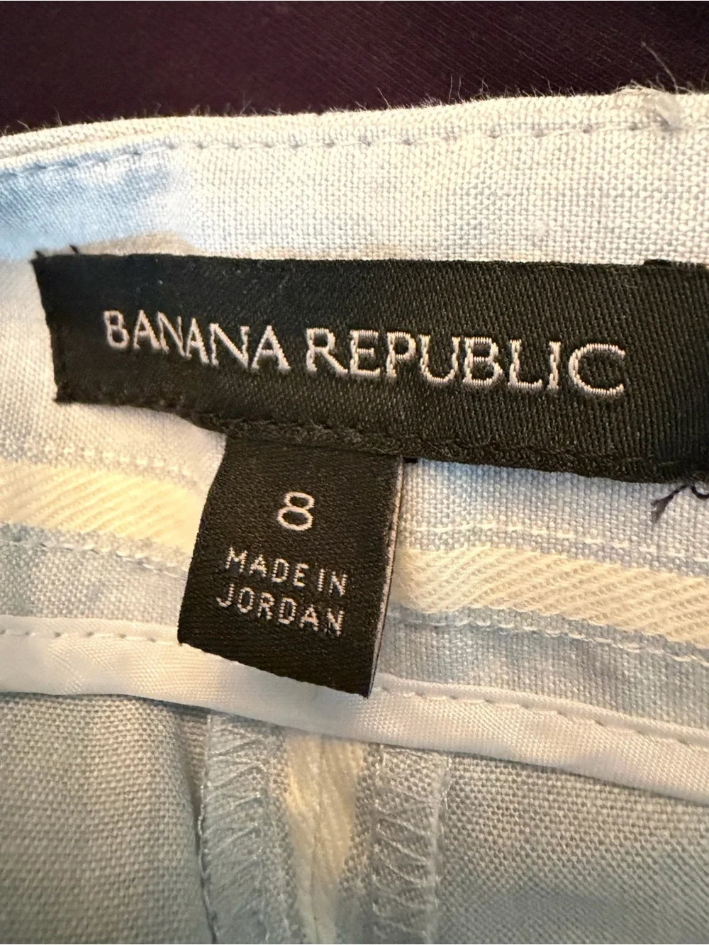 Banana Republic Avery Ankle Pants Sz 8 Blue White Stripe Linen Blend NWOT